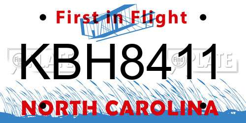 KBH8411 North Carolina License Plate