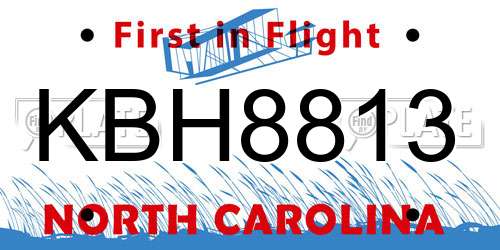 KBH8813 North Carolina License Plate