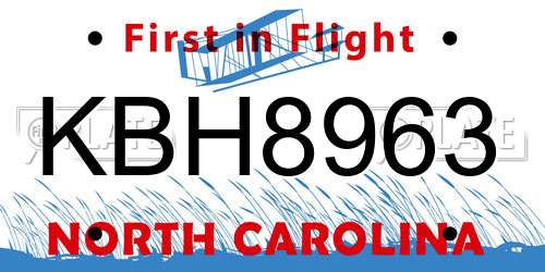 KBH8963 North Carolina License Plate