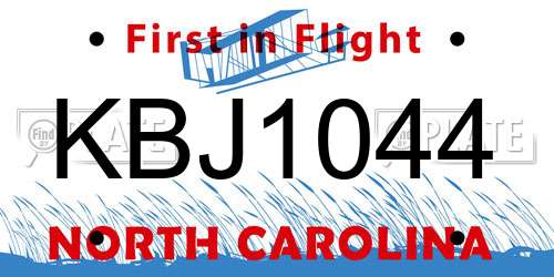 KBJ1044 North Carolina License Plate