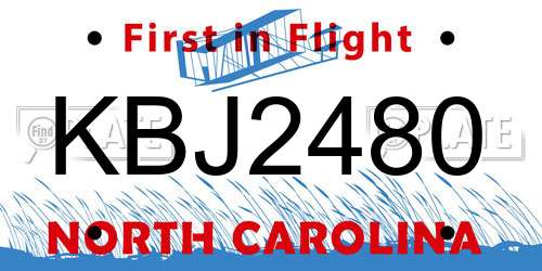 KBJ2480 North Carolina License Plate