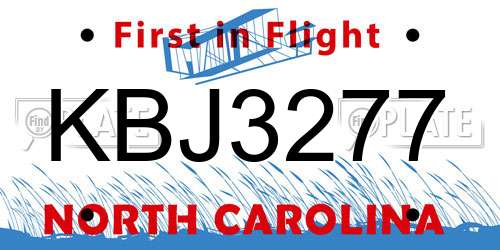 KBJ3277 North Carolina License Plate