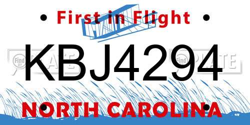 KBJ4294 North Carolina License Plate