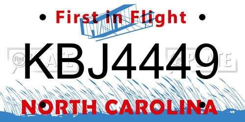 KBJ4449 North Carolina License Plate