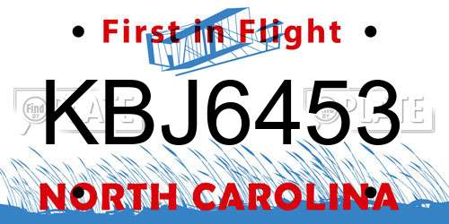 KBJ6453 North Carolina License Plate