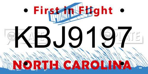 KBJ9197 North Carolina License Plate