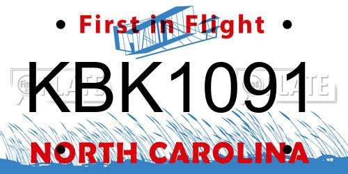 KBK1091 North Carolina License Plate