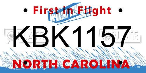 KBK1157 North Carolina License Plate