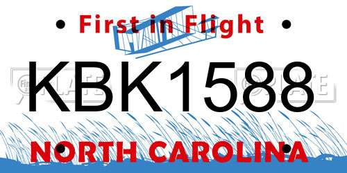 KBK1588 North Carolina License Plate