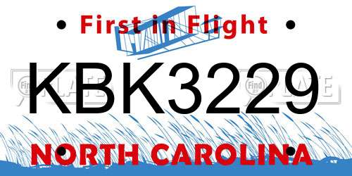 KBK3229 North Carolina License Plate