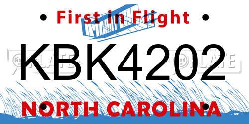 KBK4202 North Carolina License Plate