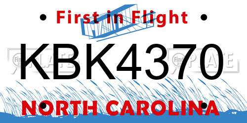 KBK4370 North Carolina License Plate