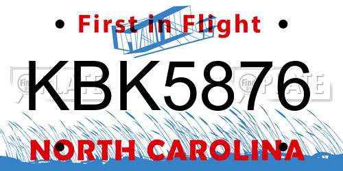 KBK5876 North Carolina License Plate