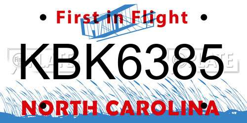 KBK6385 North Carolina License Plate