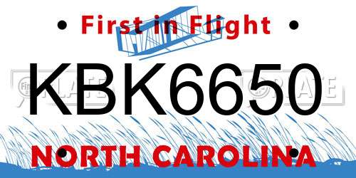 KBK6650 North Carolina License Plate