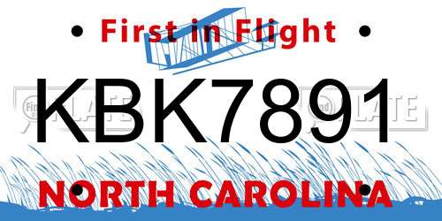 KBK7891 North Carolina License Plate