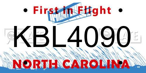 KBL4090 North Carolina License Plate