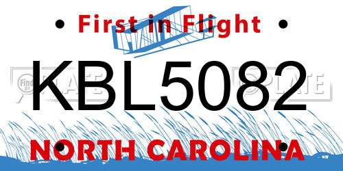 KBL5082 North Carolina License Plate