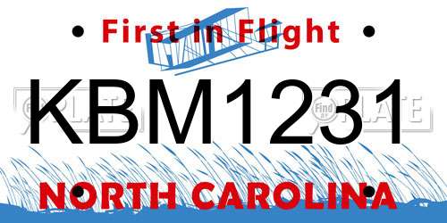 KBM1231 North Carolina License Plate