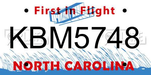 KBM5748 North Carolina License Plate