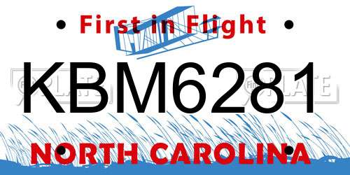 KBM6281 North Carolina License Plate