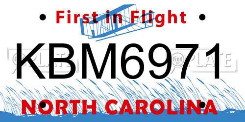 KBM6971 North Carolina License Plate