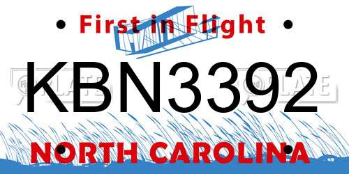 KBN3392 North Carolina License Plate