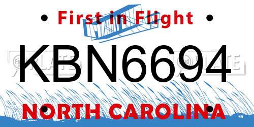 KBN6694 North Carolina License Plate