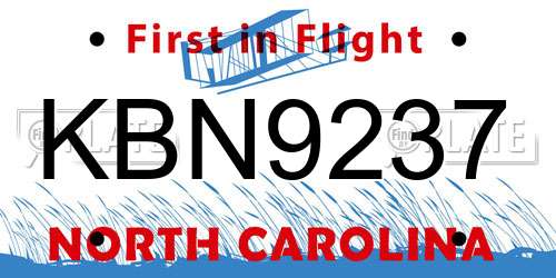 KBN9237 North Carolina License Plate