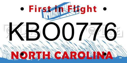 KBO0776 North Carolina License Plate