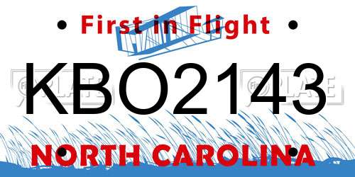 KBO2143 North Carolina License Plate