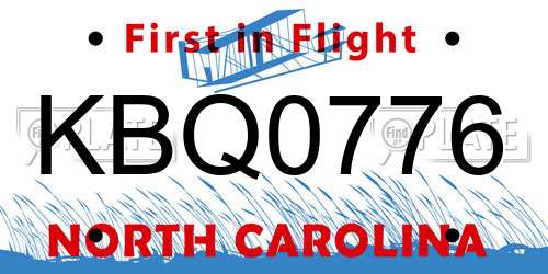 KBQ0776 North Carolina License Plate