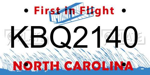 KBQ2140 North Carolina License Plate