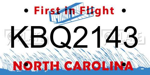 KBQ2143 North Carolina License Plate
