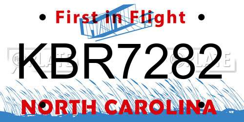 KBR7282 North Carolina License Plate