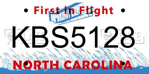 KBS5128 North Carolina License Plate