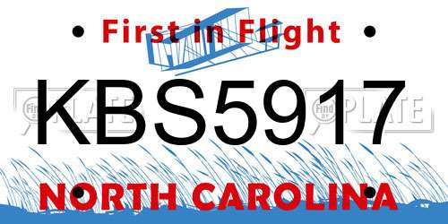 KBS5917 North Carolina License Plate