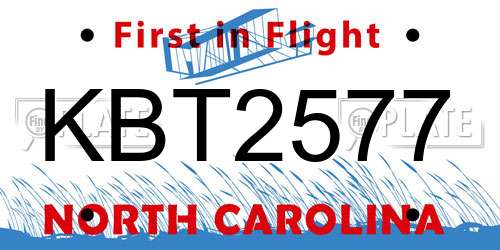 KBT2577 North Carolina License Plate