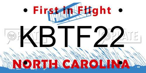 KBTF22 North Carolina License Plate