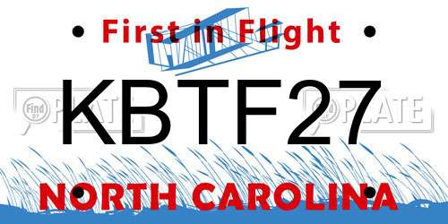 KBTF27 North Carolina License Plate