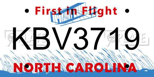 KBV3719 North Carolina License Plate