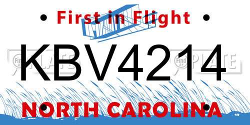 KBV4214 North Carolina License Plate