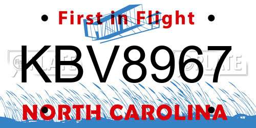 KBV8967 North Carolina License Plate