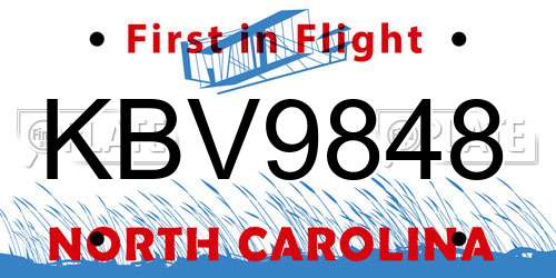 KBV9848 North Carolina License Plate