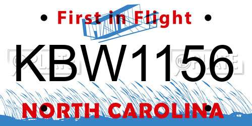 KBW1156 North Carolina License Plate