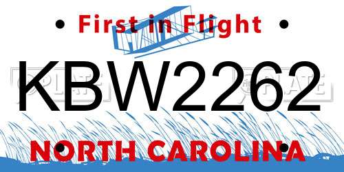 KBW2262 North Carolina License Plate