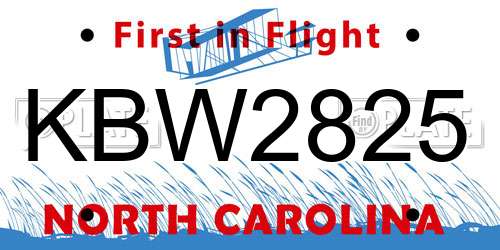 KBW2825 North Carolina License Plate