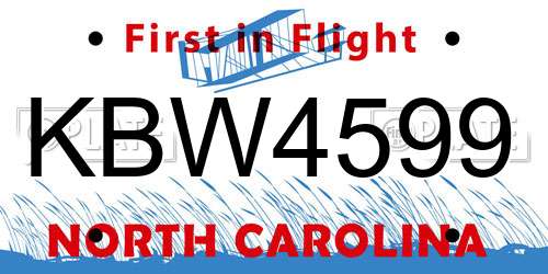 KBW4599 North Carolina License Plate