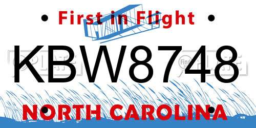 KBW8748 North Carolina License Plate