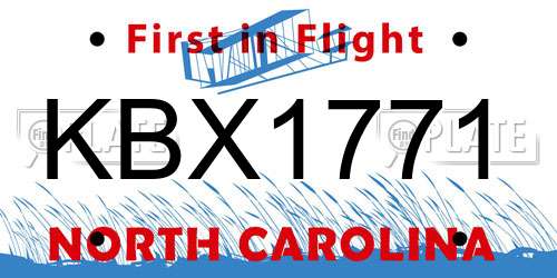 KBX1771 North Carolina License Plate